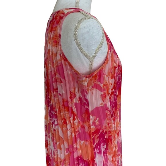 Vince Camuto Dress Women’s Size 8 Pink Floral Chiffon Semi Formal Sleeveless - Picture 3 of 8